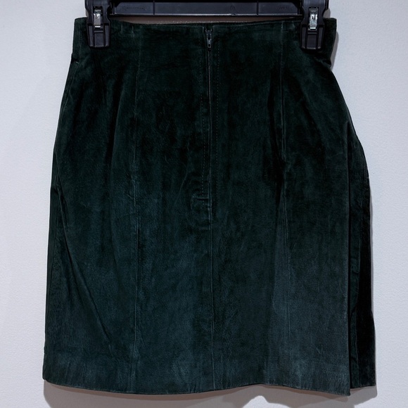 Wilsons Leather Suede Mini Skirt Sz 6 Emerald Green Fall Staple Classic Y2K 90s - Picture 3 of 12